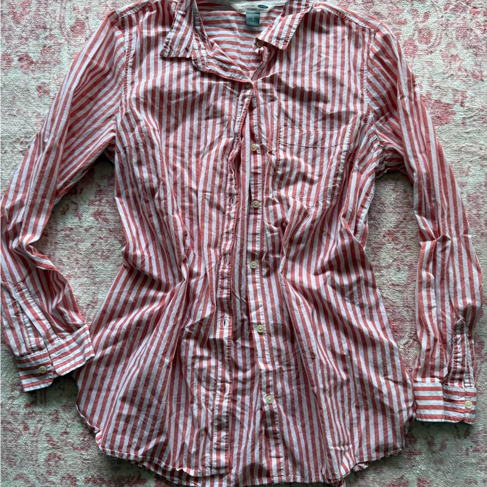 Old Navy Red and White Striped Tunique Shirt